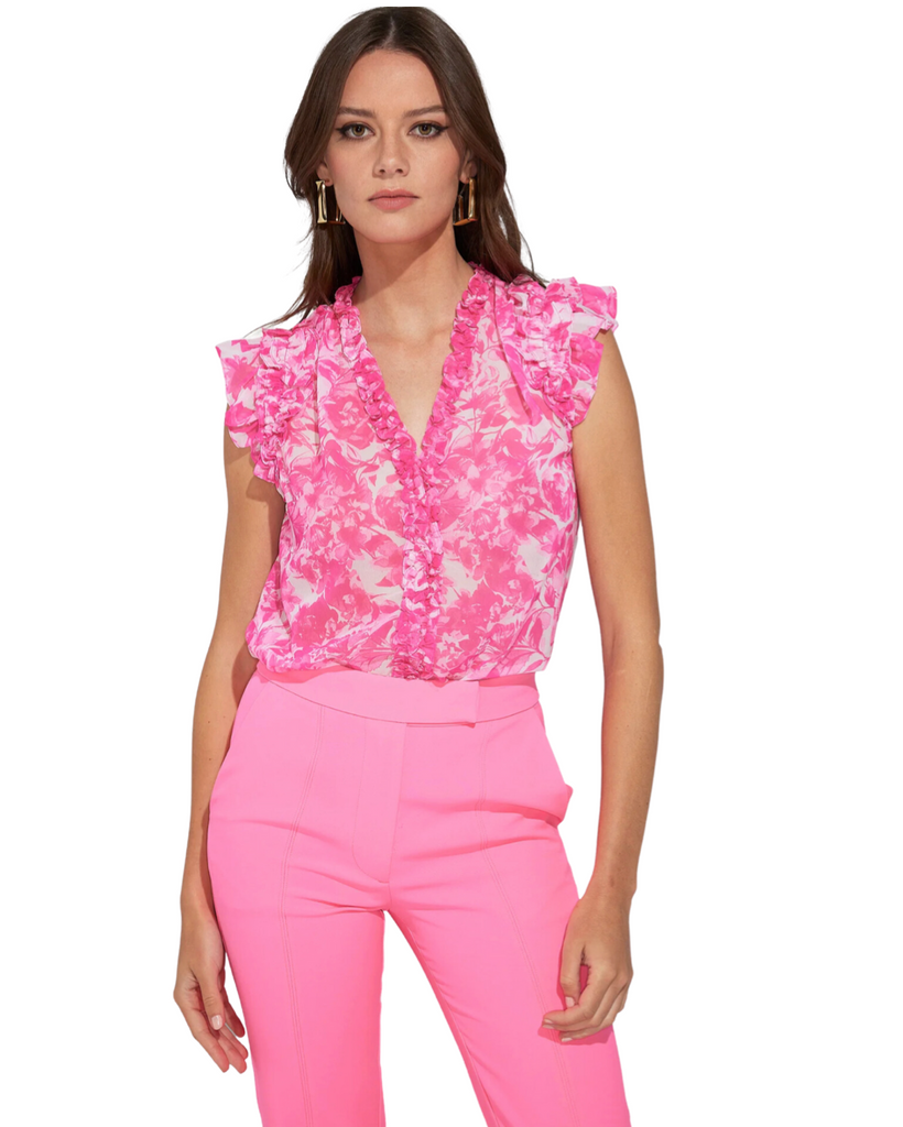 pink floral ruffle chiffon blouse generation love sia blouse