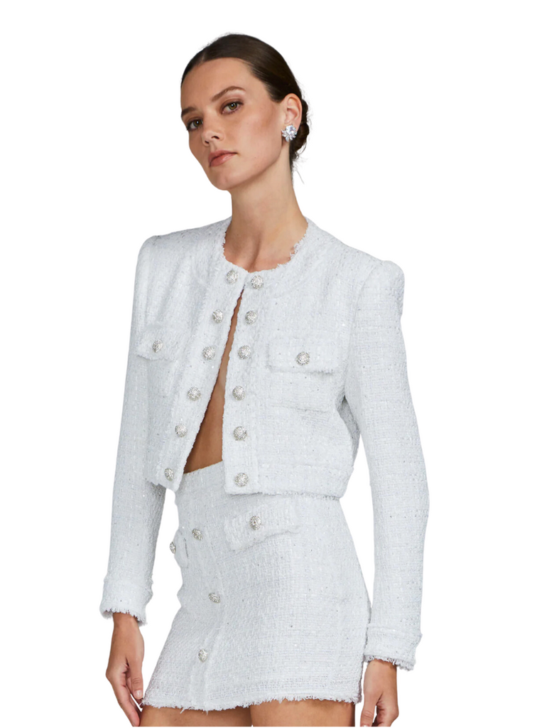 Women's Kristen Cotton-Blend Tweed Jacket - Navy Merlot - Size Xs