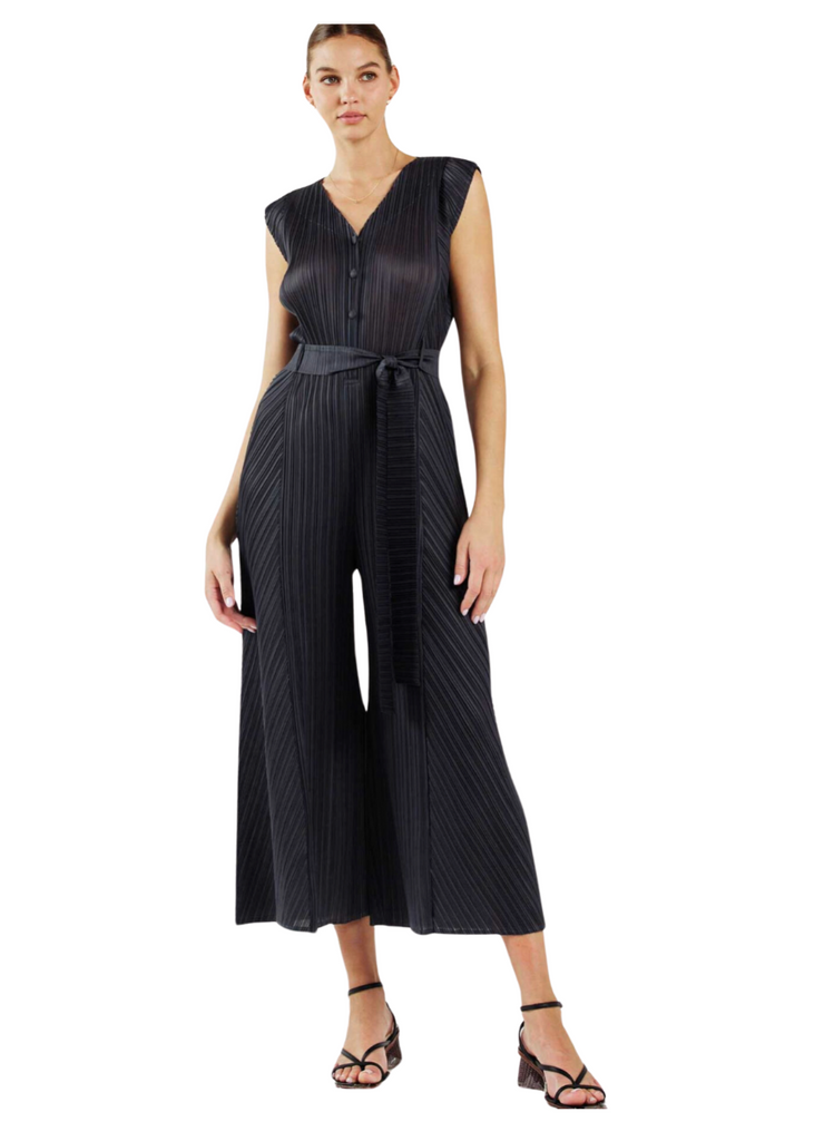 pleated jumpsuit with belt by current air 
