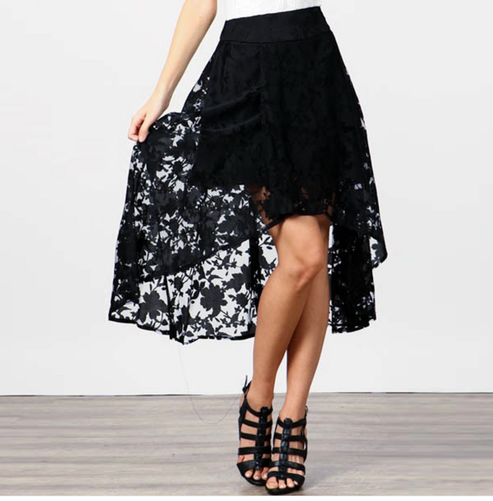 THISTLE AND MAIN So Effortless Asymmetrical Lace Overlay Skirt -FINAL SALE