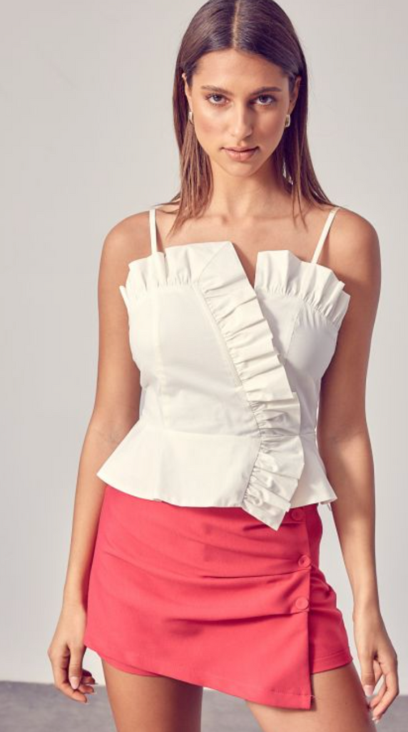 DO+BE Strappy Ruffle Top - White