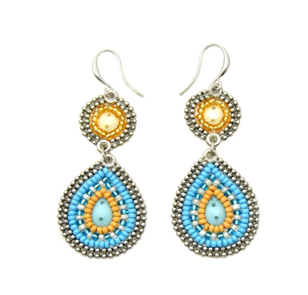 THISTLE AND MAIN Tear Drop Beaded Earrings - Golden Palace