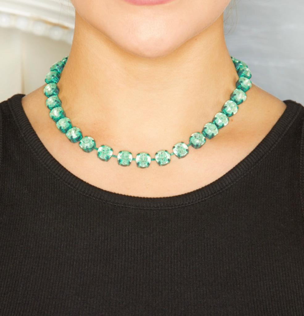 THISTLE AND MAIN Super Size Crystal Glam Necklace - Mint