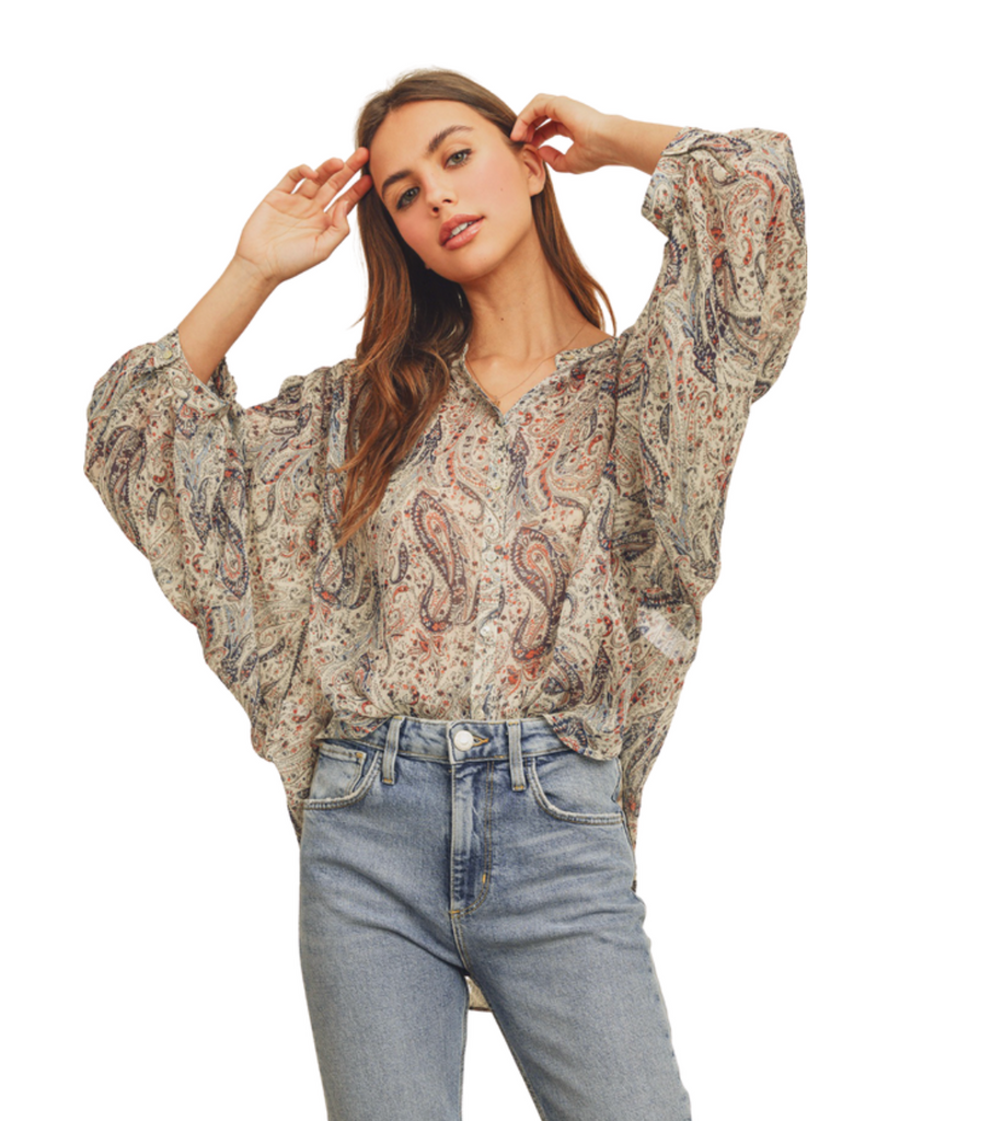 paisley print batwing blouse thistle and main