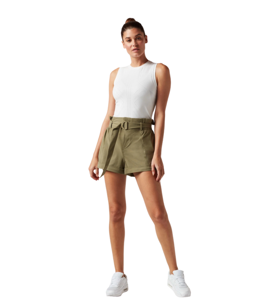 mastermind shorts belted paperbag waist cuffed shorts