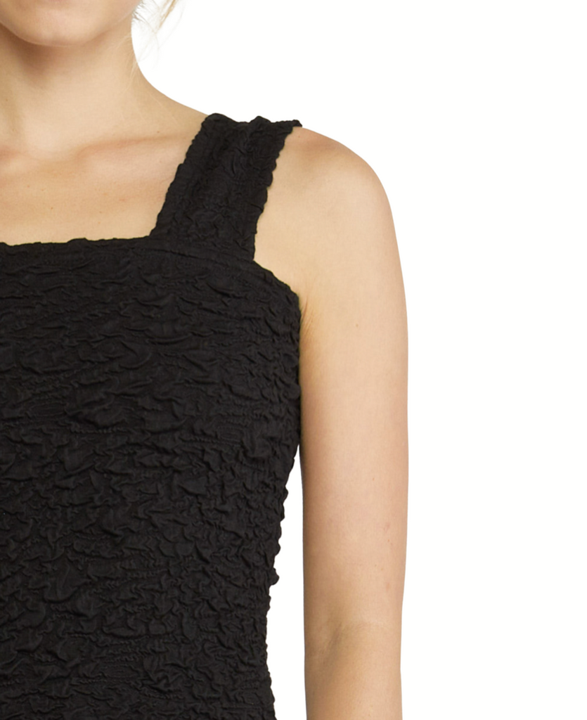 square neck sleeveless textured top