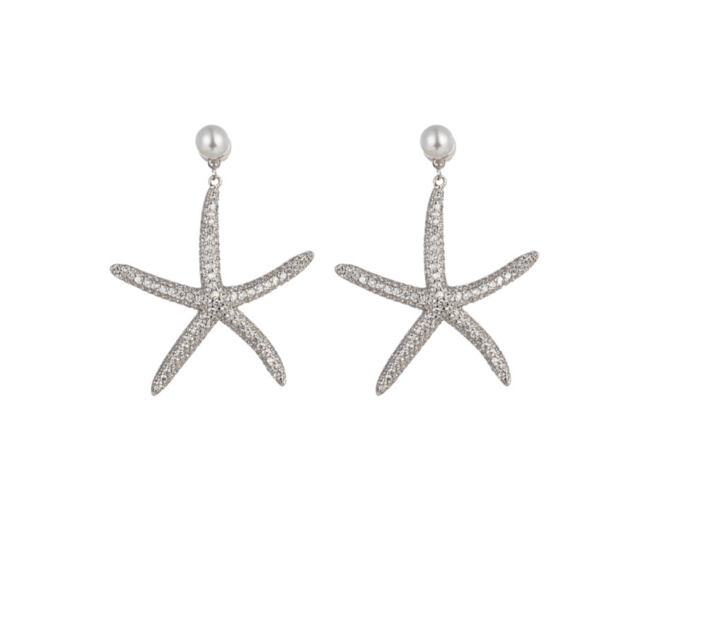 starfish pearl pendant earrings