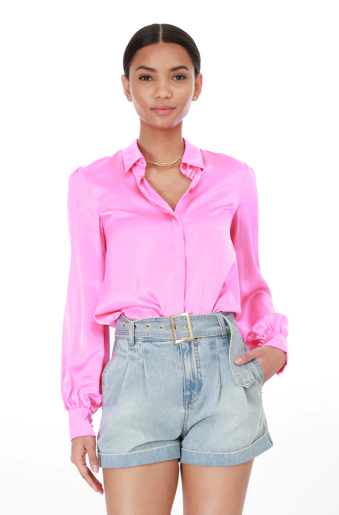 charmeuse blouse in candy pink