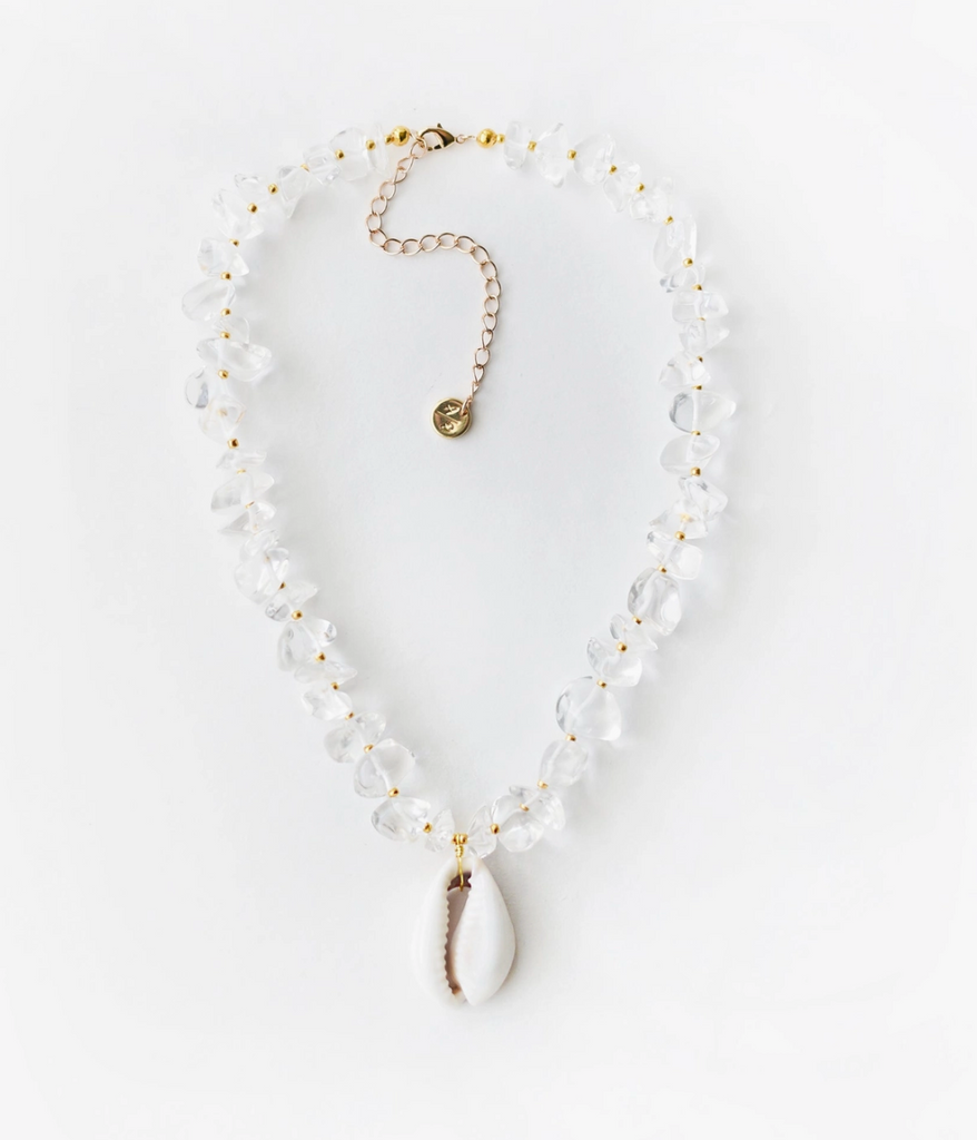 quartz cowry statement necklace
