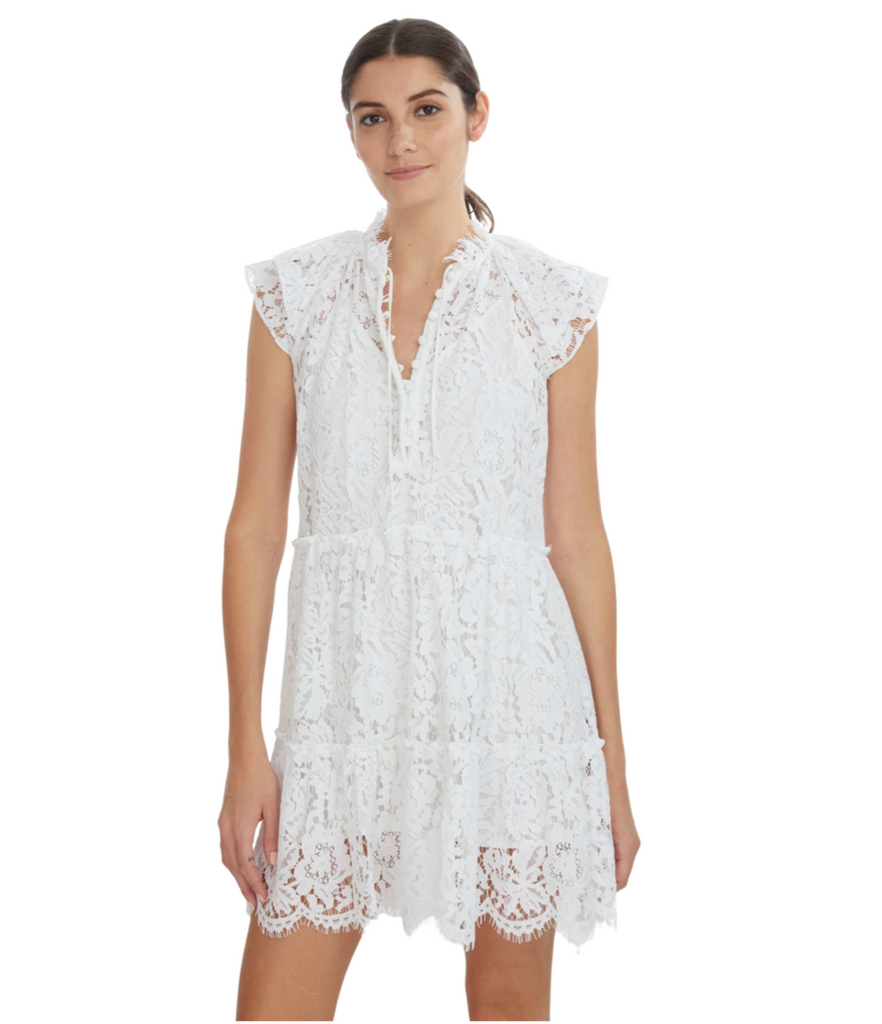 delicate lace dress with layered lace detail sleeve 