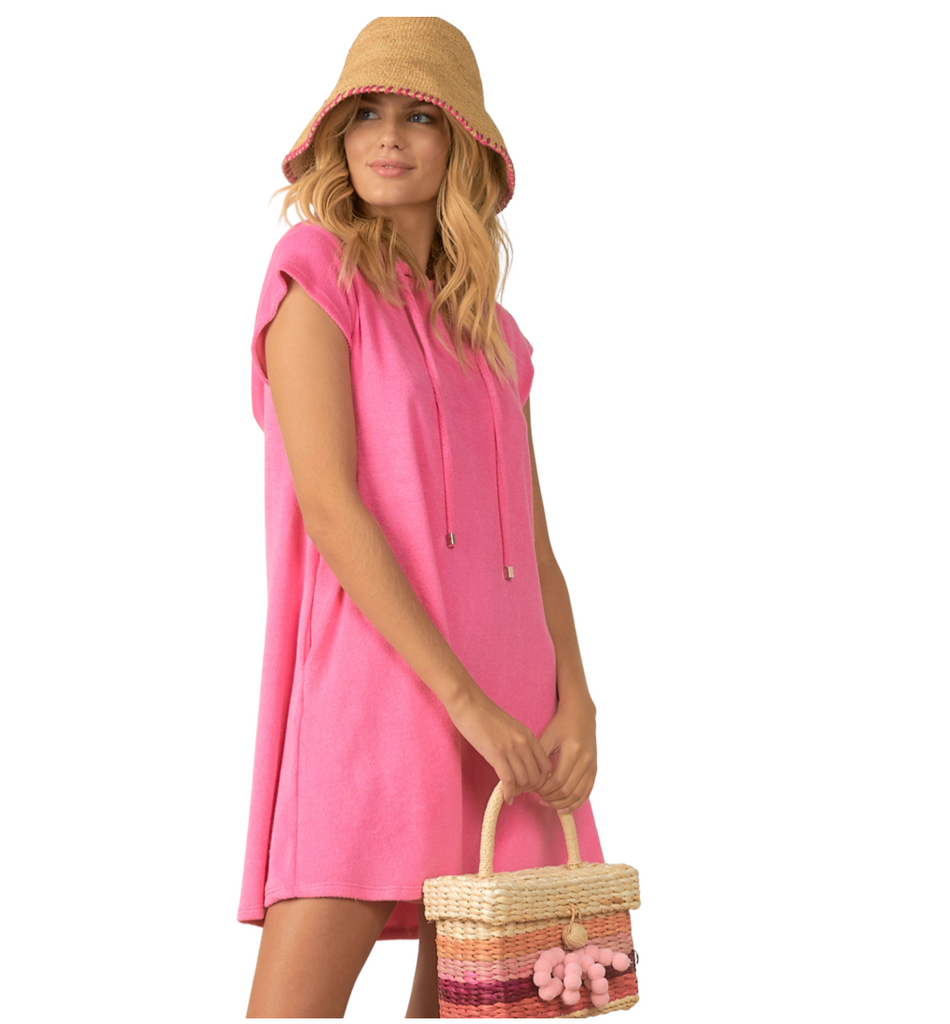 terry cloth coverup dress in pink by elan
