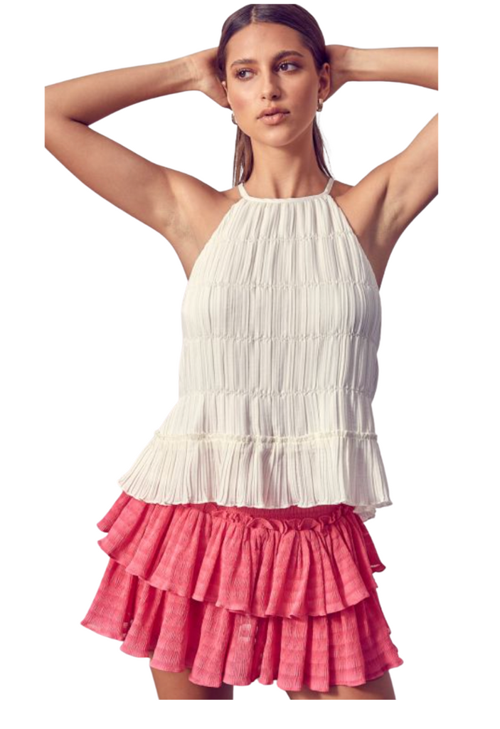 Halter style pleated top
