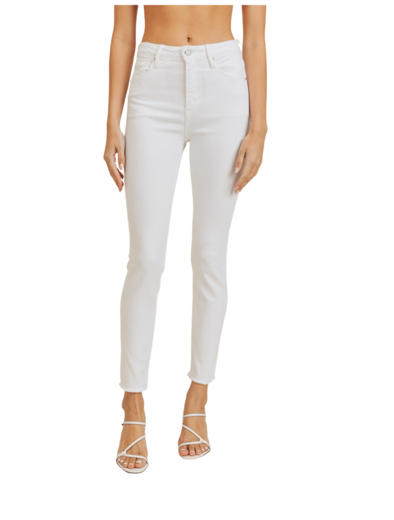 mid rise white skinny jeans