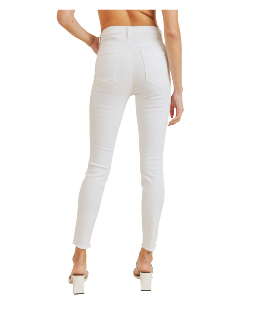 mid rise white skinny jeans