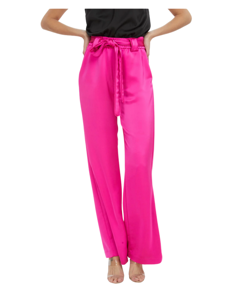 hot pink satin pants with detachable belt by generation love
