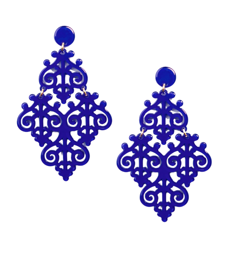 cobalt blue statement earrings acrylic