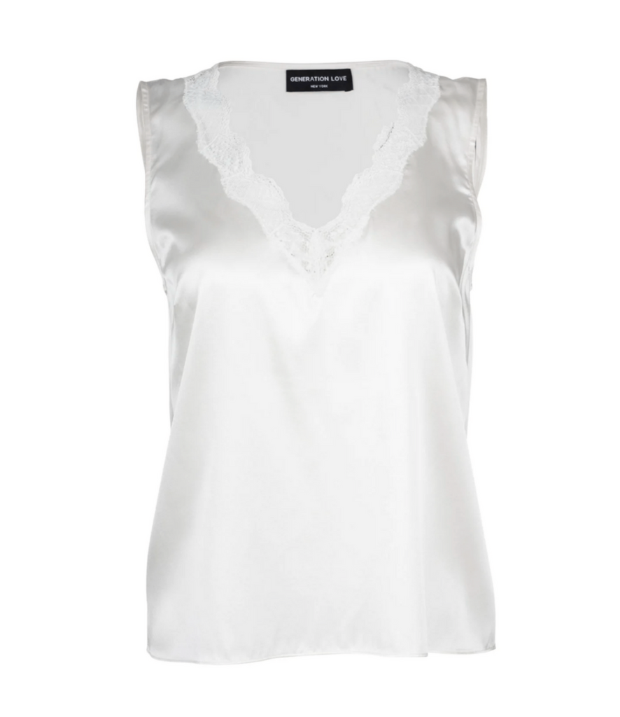 v neck lace detail sleeveless top by generation love