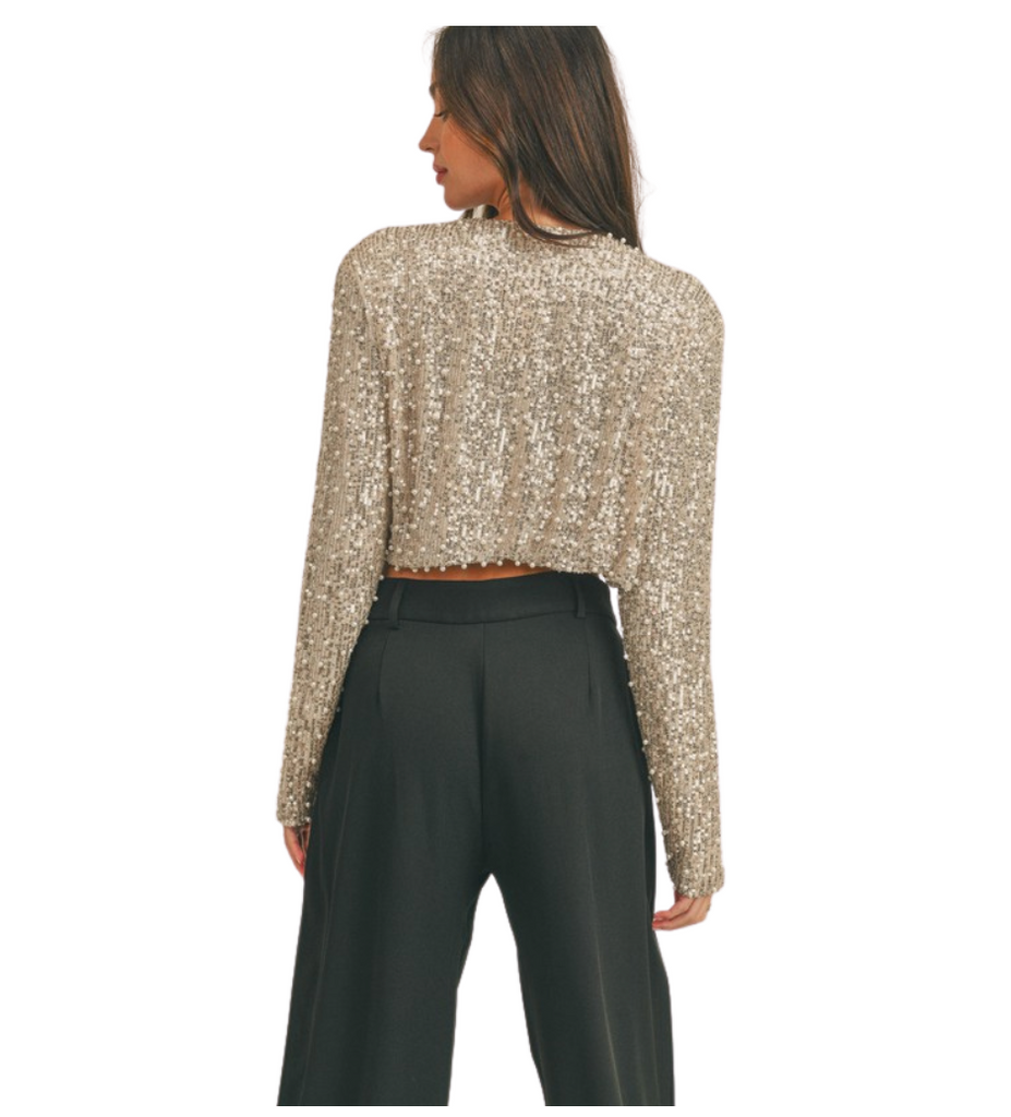sequin pearl mix cropped jacket