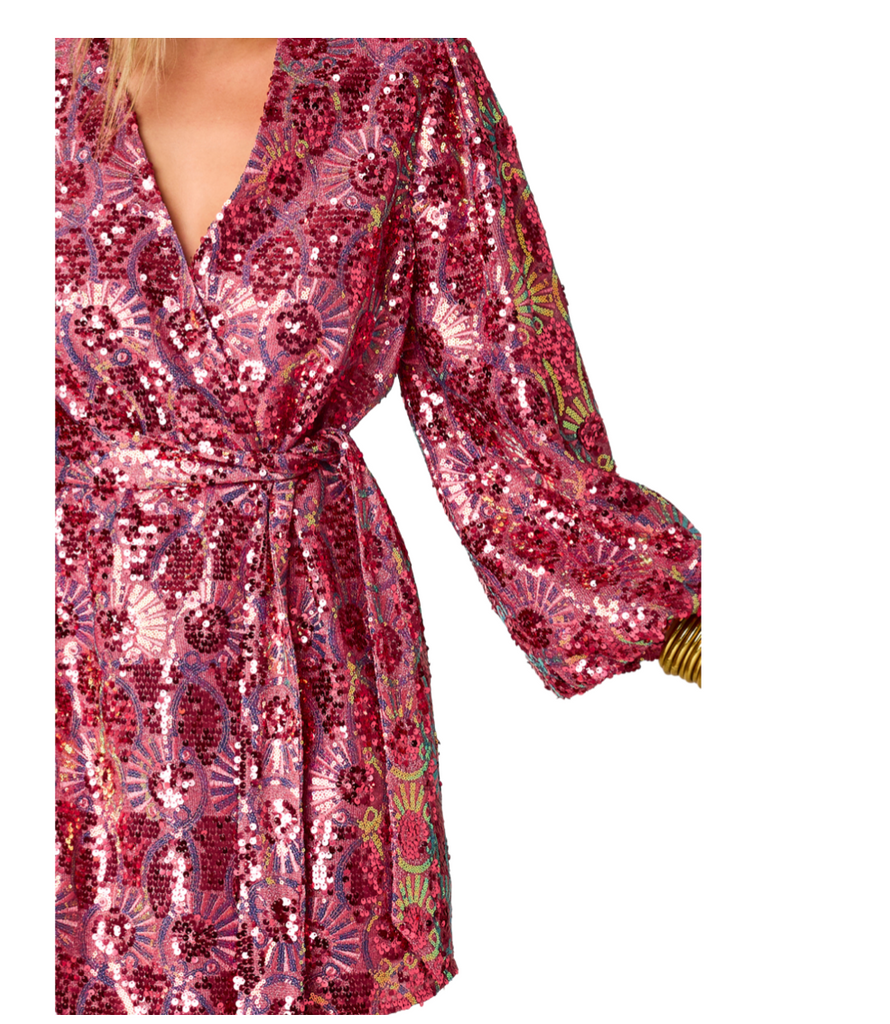sequin dress in strawberry pink buddylove