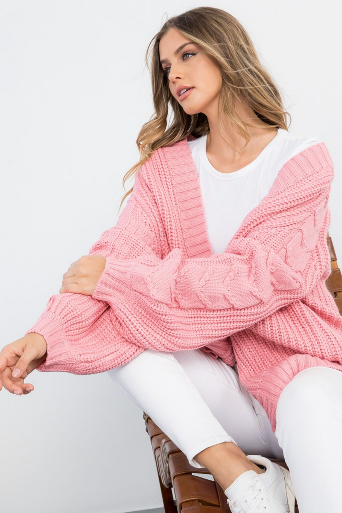 knit cardigan in pink