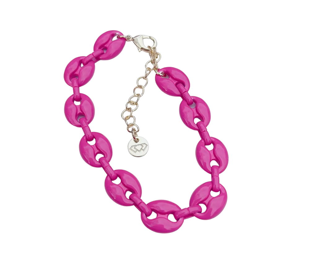 enamel hot pink link bracelet