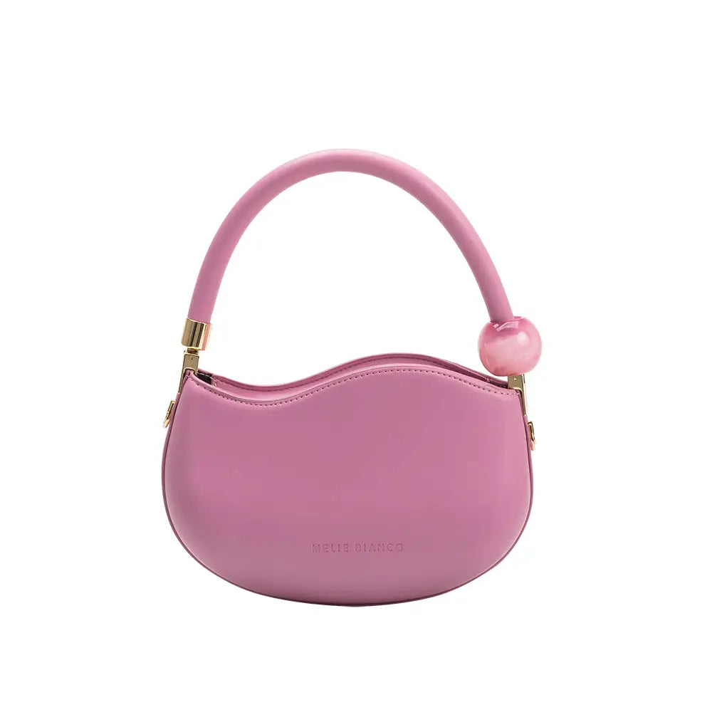 vegan leather handle bag or crossbody with acrylic ball accent by melie bianco